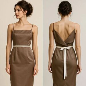 Impression Open Back Lantern Skirt Tuxedo Midi Dress 8 Classic Elegant Old Money